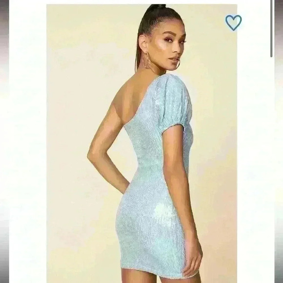 Superdown Honey One Shoulder Dress Size Small Blue Sequin - Picture 2 of 9